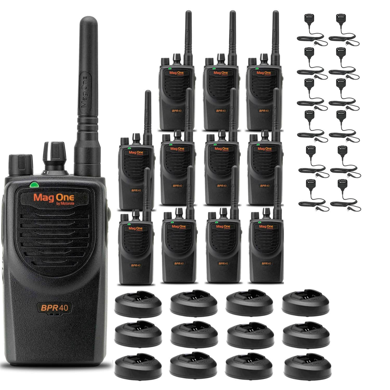 Motorola Solutions - 12 x Motorola BPR40 Mag One Series 4W 8-Channel UHF Two-Way Radio - Bundle - Black