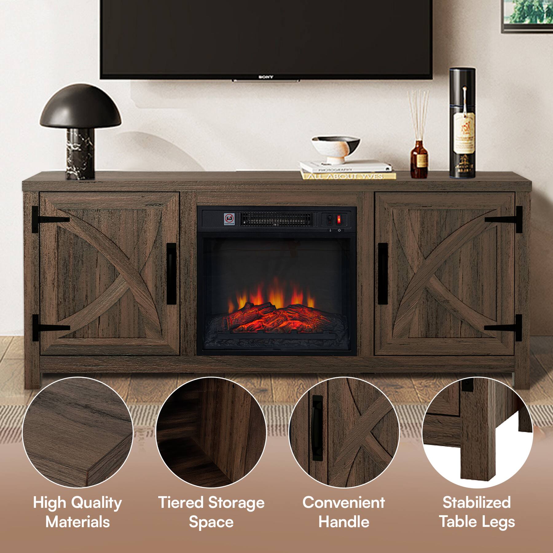 - High Quality Materials
- Tiered Storage Space
- Convenient Handle
- Stabilized Table Legs