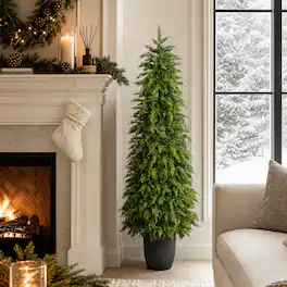 Glitzhome - 5ft Pre-lit Christmas Artificial Cedar Porch Tree with 150 Lights - Multi