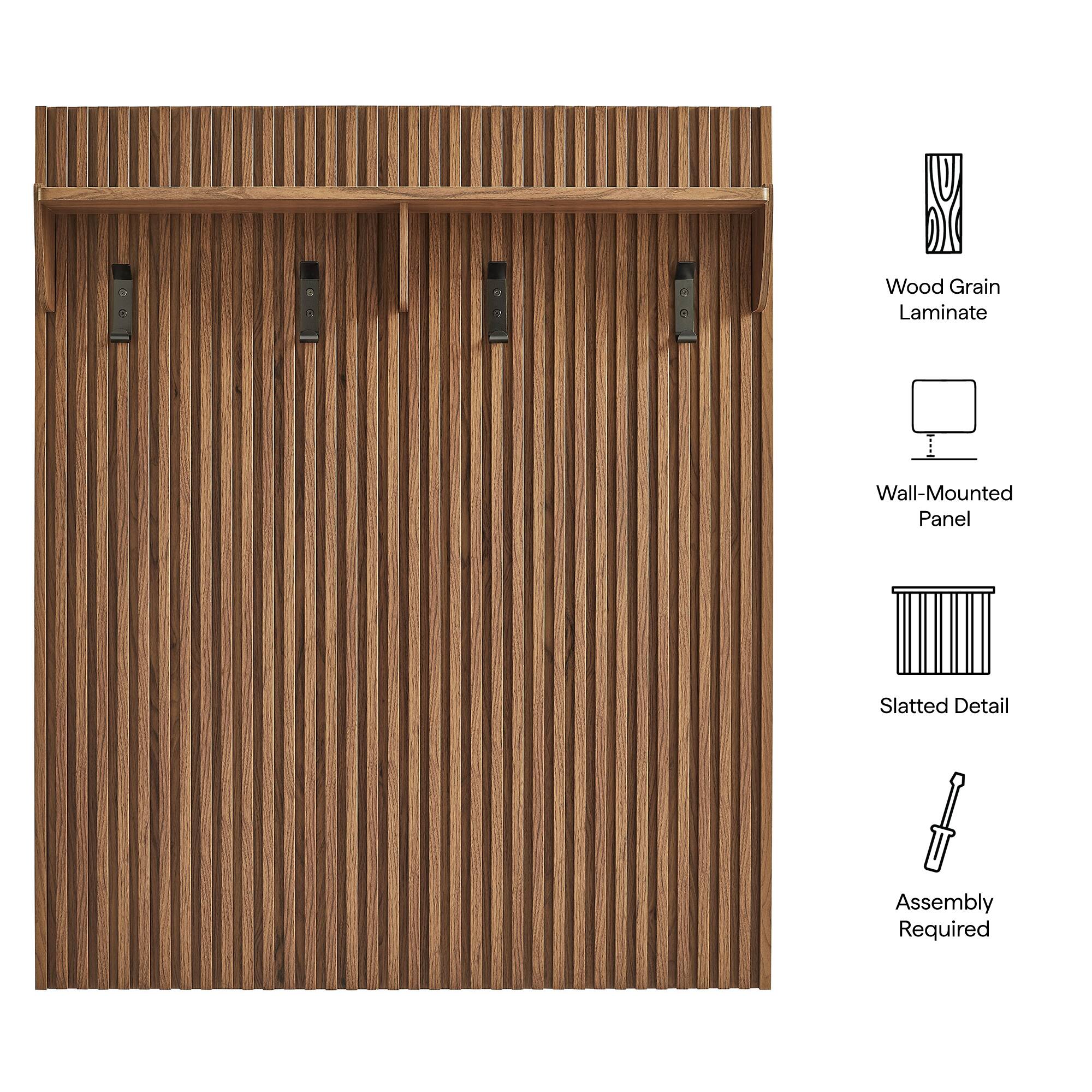 Wood Grain Laminate Wall-Mounted Panel Slatted Detail Assembly Required