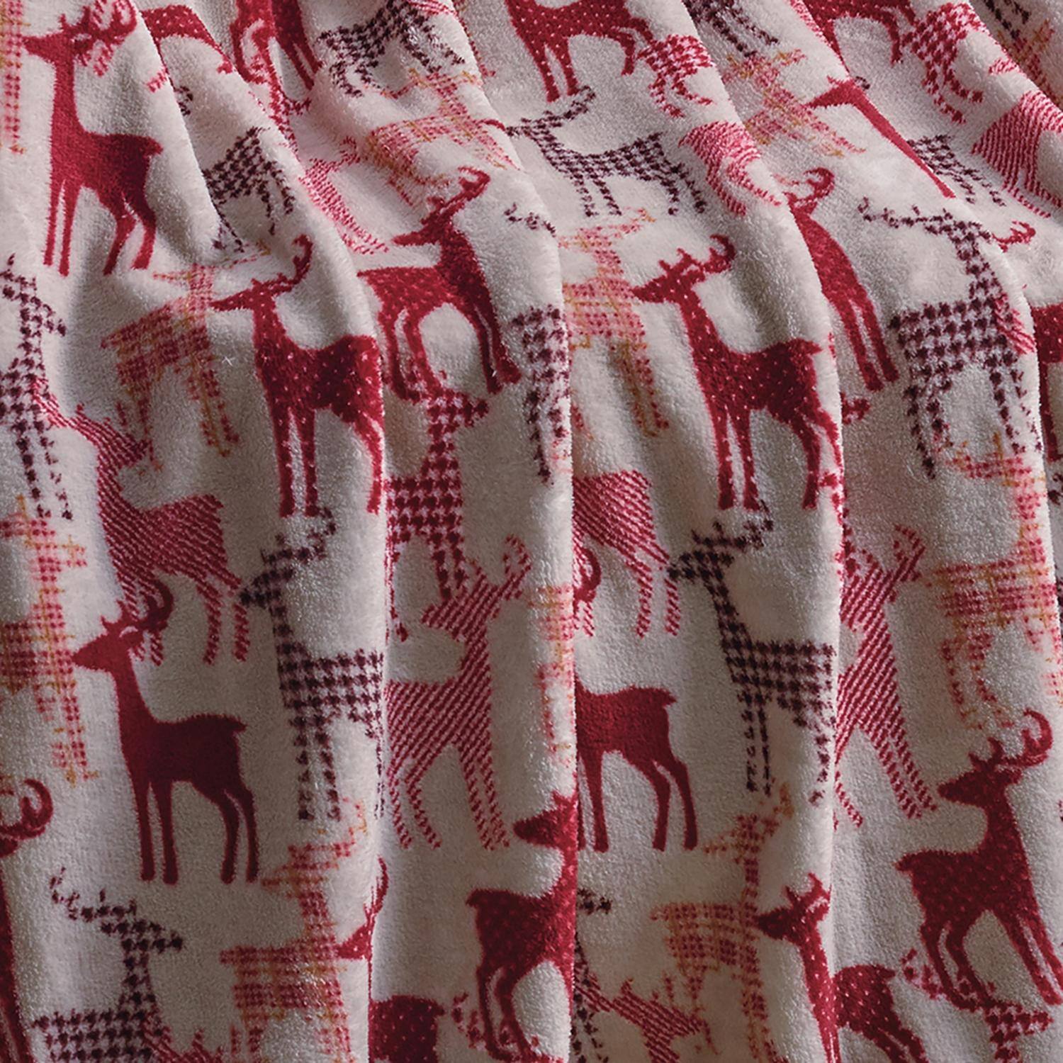 Alt View 3. Noble House - Plazatex Tan Reindeer Plush Decorative All Season Plum Throw Blanket 50" x 60" Tan - Tan.