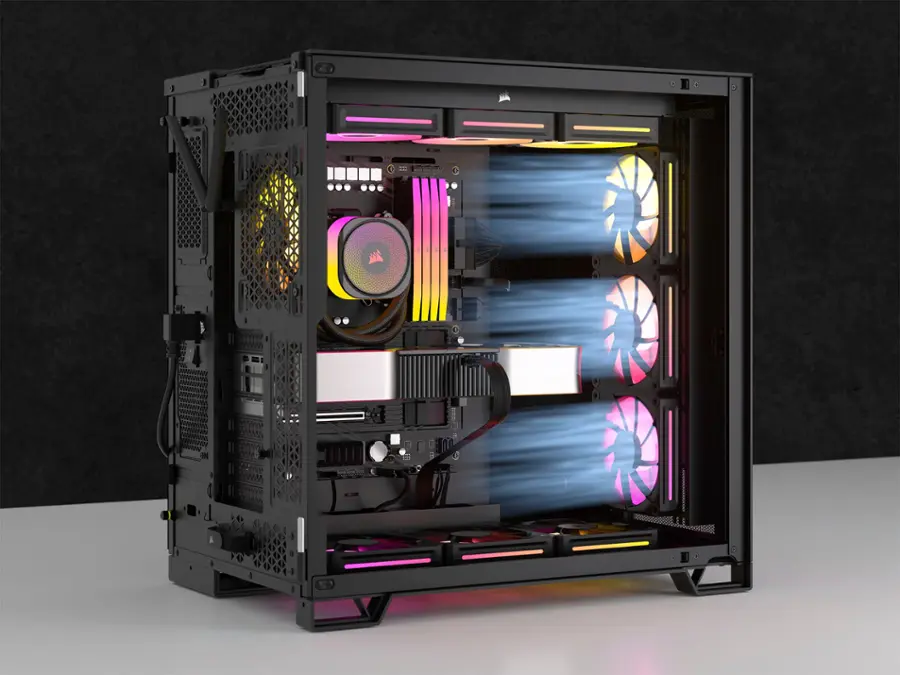 Alt View 24. CORSAIR - CUE LINK LX120 RGB 120mm PWM Fans Starter Kit (3-pack) - Black.