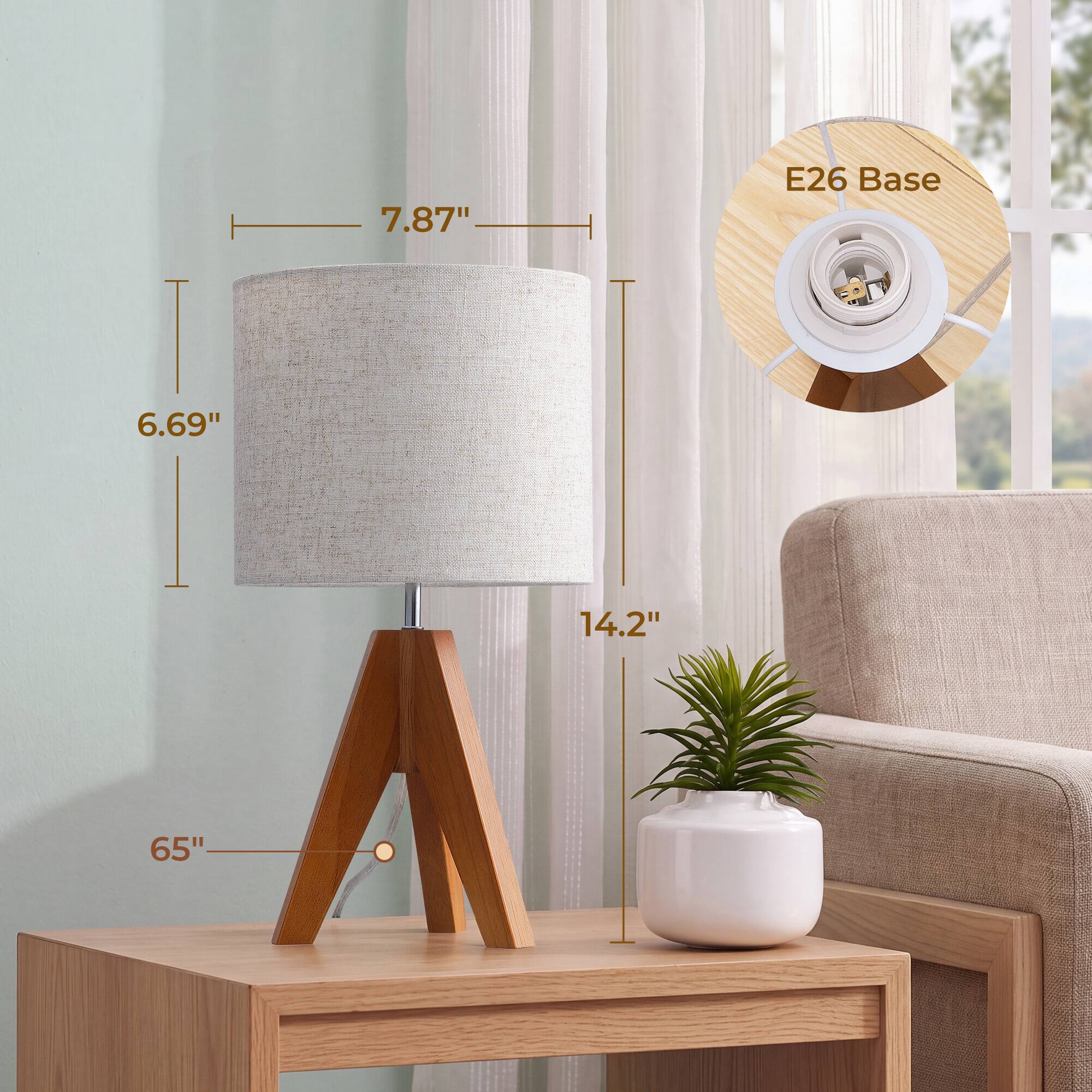 EDISHINE Small Tripod Table Lamp Bedside Nightstand Lamp 14.2 Inch ...