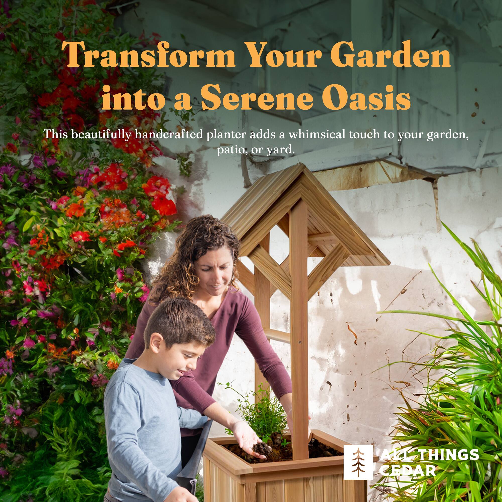 Transform Your Garden into a Serene Oasis

This beautifully handcrafted planter adds a whimsical touch to your garden, patio, or yard.

A-2L THINGS CEDAR