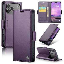 UUCOVER - Magnetic PU Leather Folio Wallet Case for Apple iPhone 18 Pro with RFID Blocking Card Slots & Shockproof Kickstand Cover - Purple