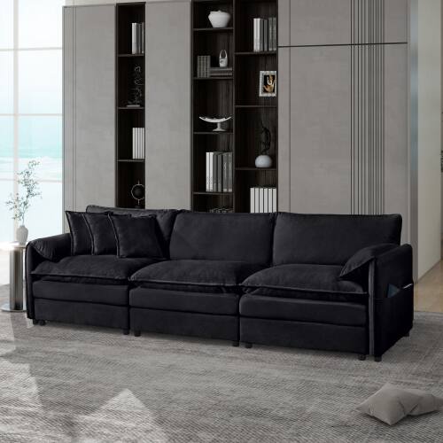 Anysun - Oversized 3-Seat Chenille Sectional Sofa - Deep-Seat Cloud Couch with 3 Pillows, DIY Modular for Living Room & Office - Black price history on PriceWatchPro