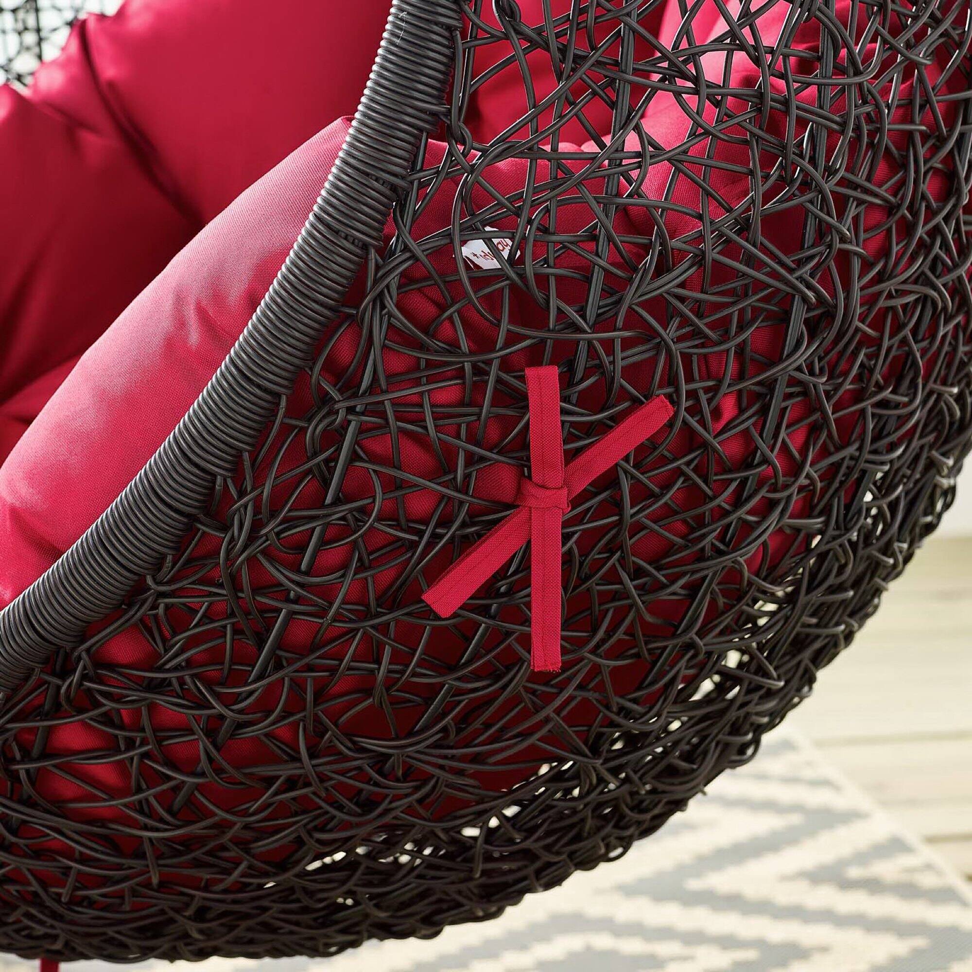 Alt View 5. Modway - Encase Swing Outdoor Patio Lounge Chair Without Stand by Modway - Black Red.