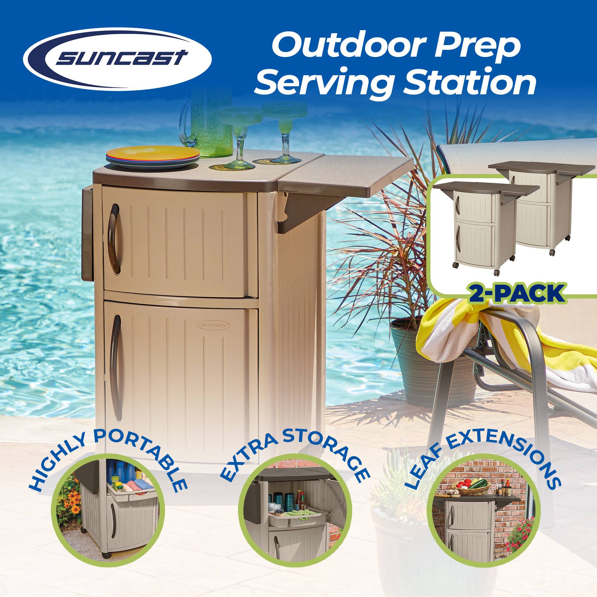 Suncast Outdoor Prep Serving Station 2-Pack: Highly Portable, Extra Storage, Leaf Extensions