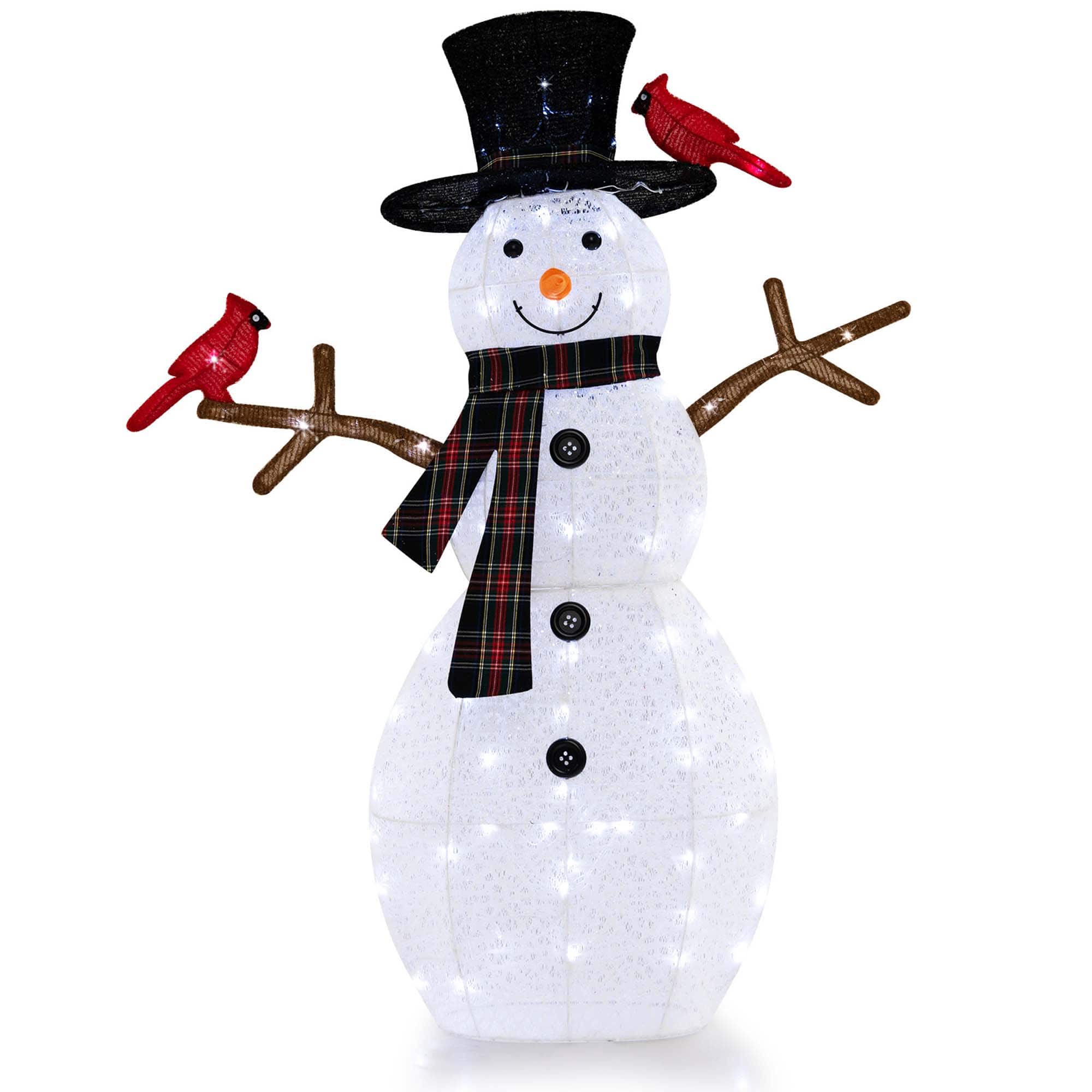 Alt View 19. Costway - 4.2 FT Pre-Lit Snowman & Redbirds Christmas Decoration with LED Lights Holiday - Multicolor.