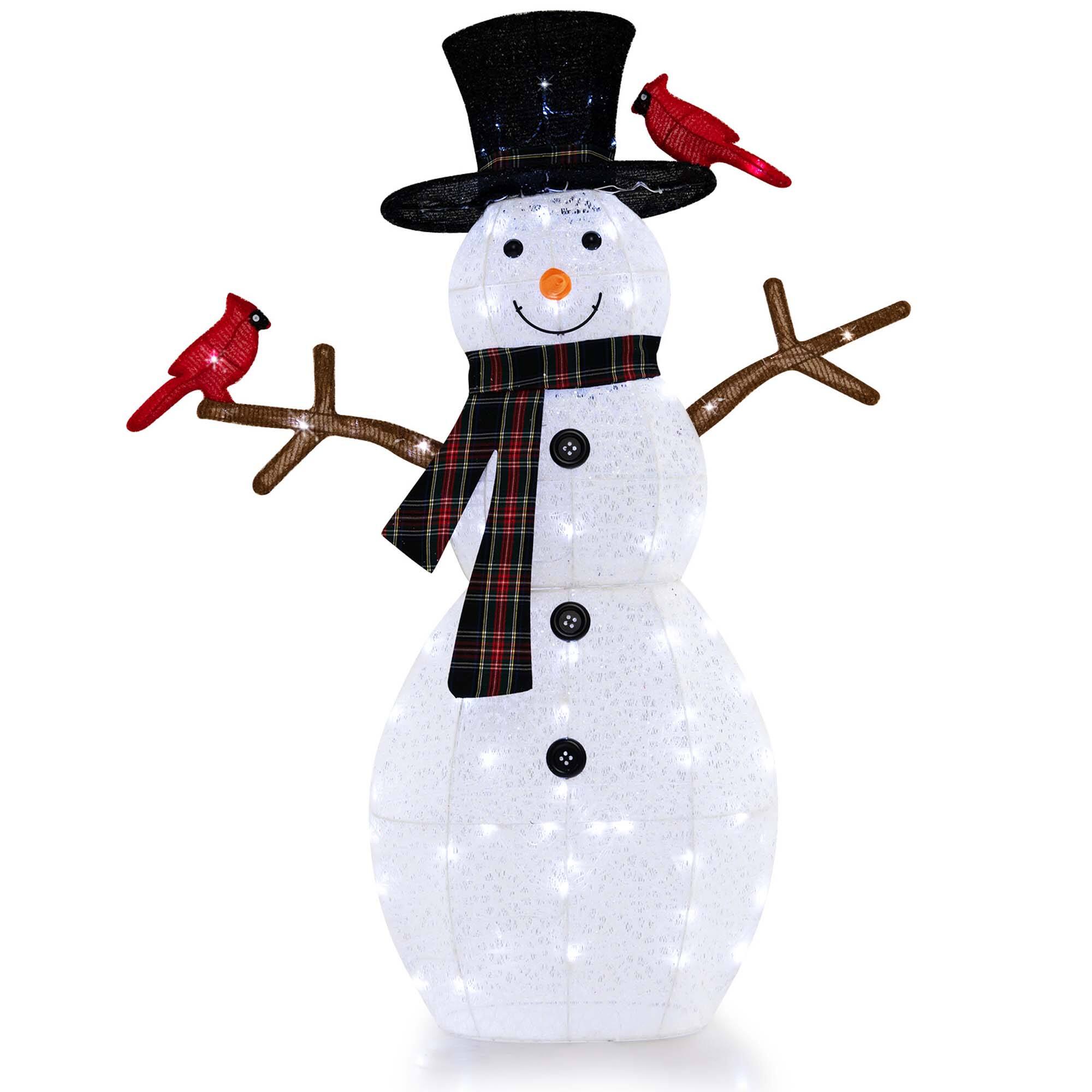 Alt View 19. Costway - 4.2 FT Pre-Lit Snowman & Redbirds Christmas Decoration with LED Lights Holiday - Multicolor.