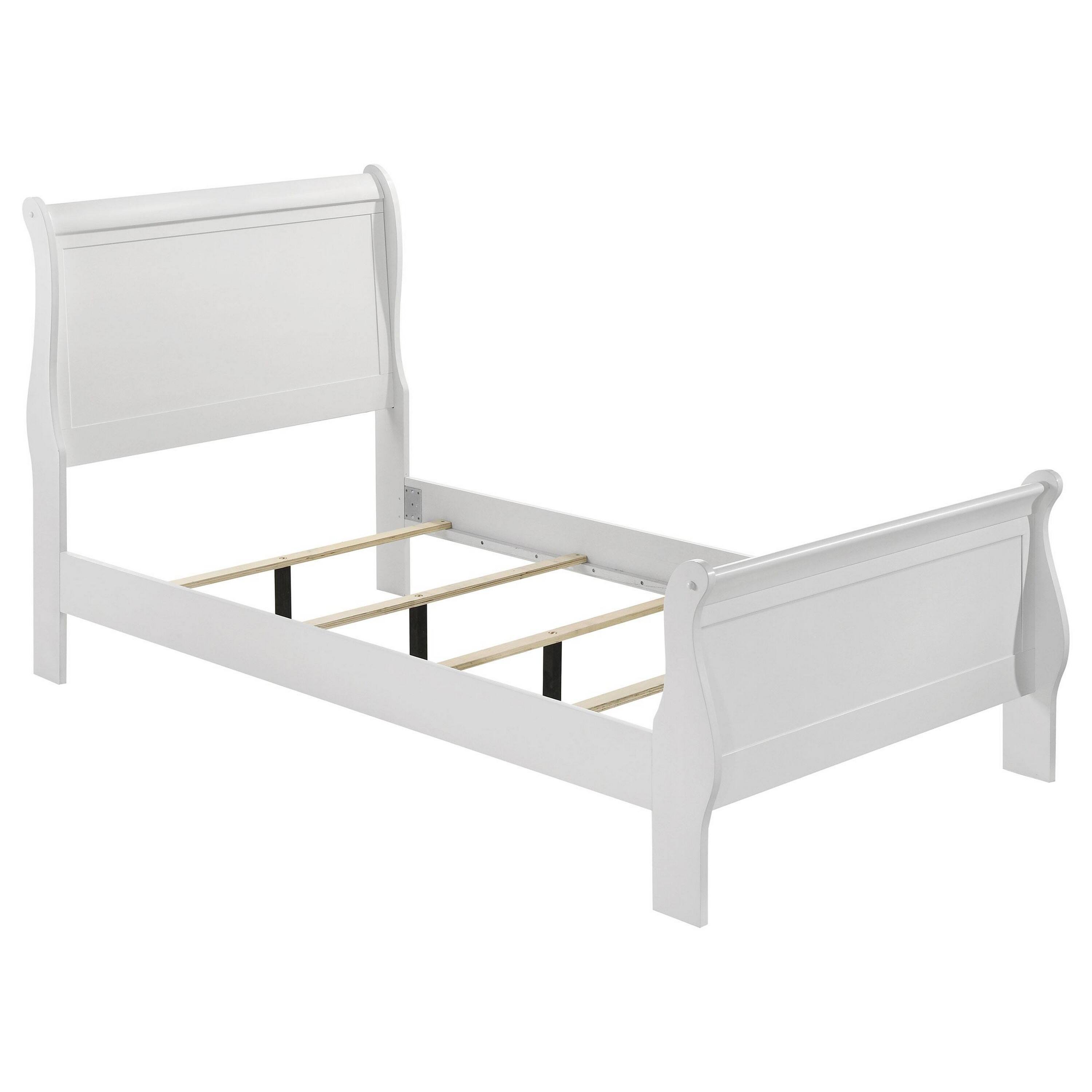 Manhattan Lane - Nim Twin Size Bed, Sleigh Panel Headboard Design, Low Profile - White