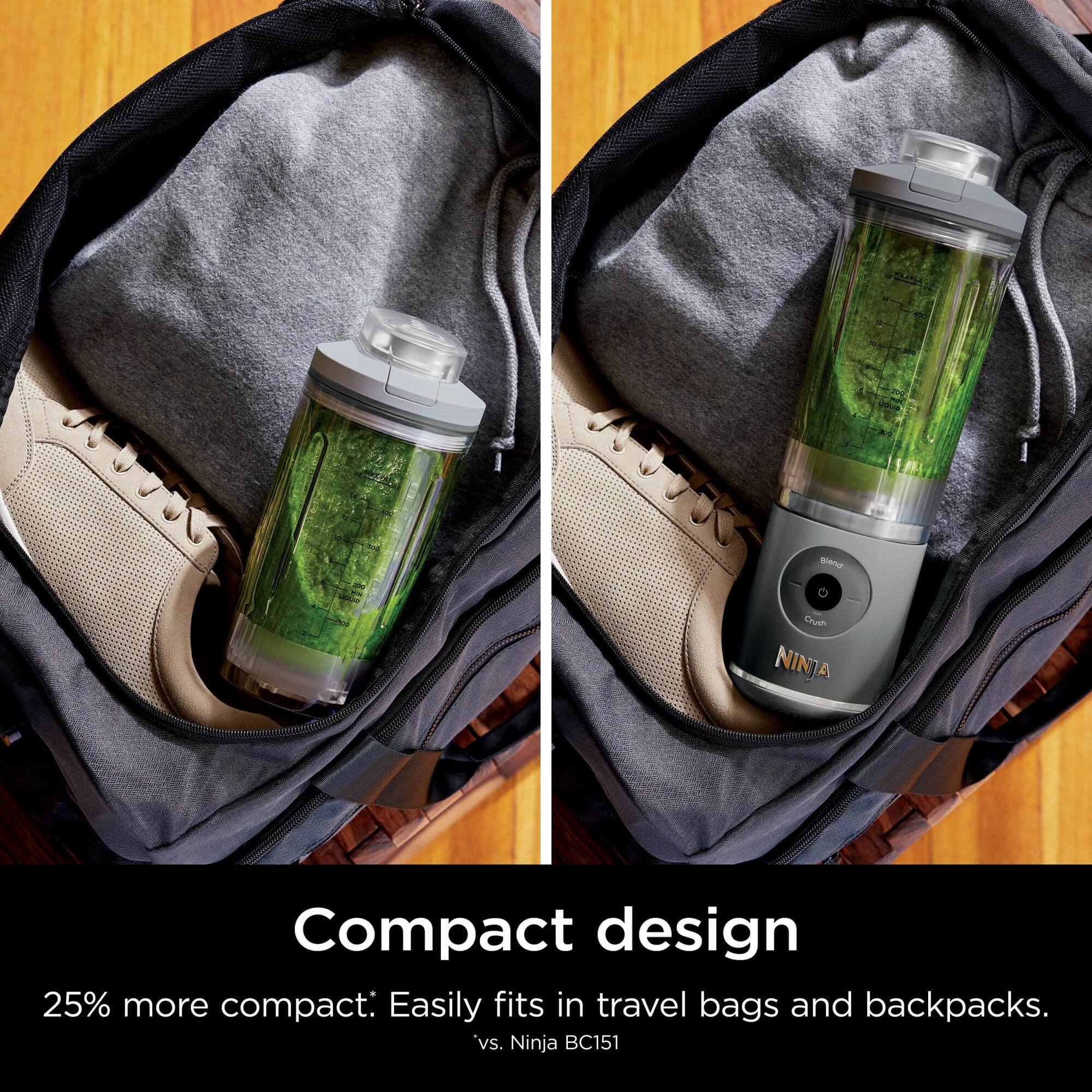 SLR -ngr Chush NINJA Compact design  
25% more compact: Easily fits in travel bags and backpacks.  
*vs. Ninja BC151
