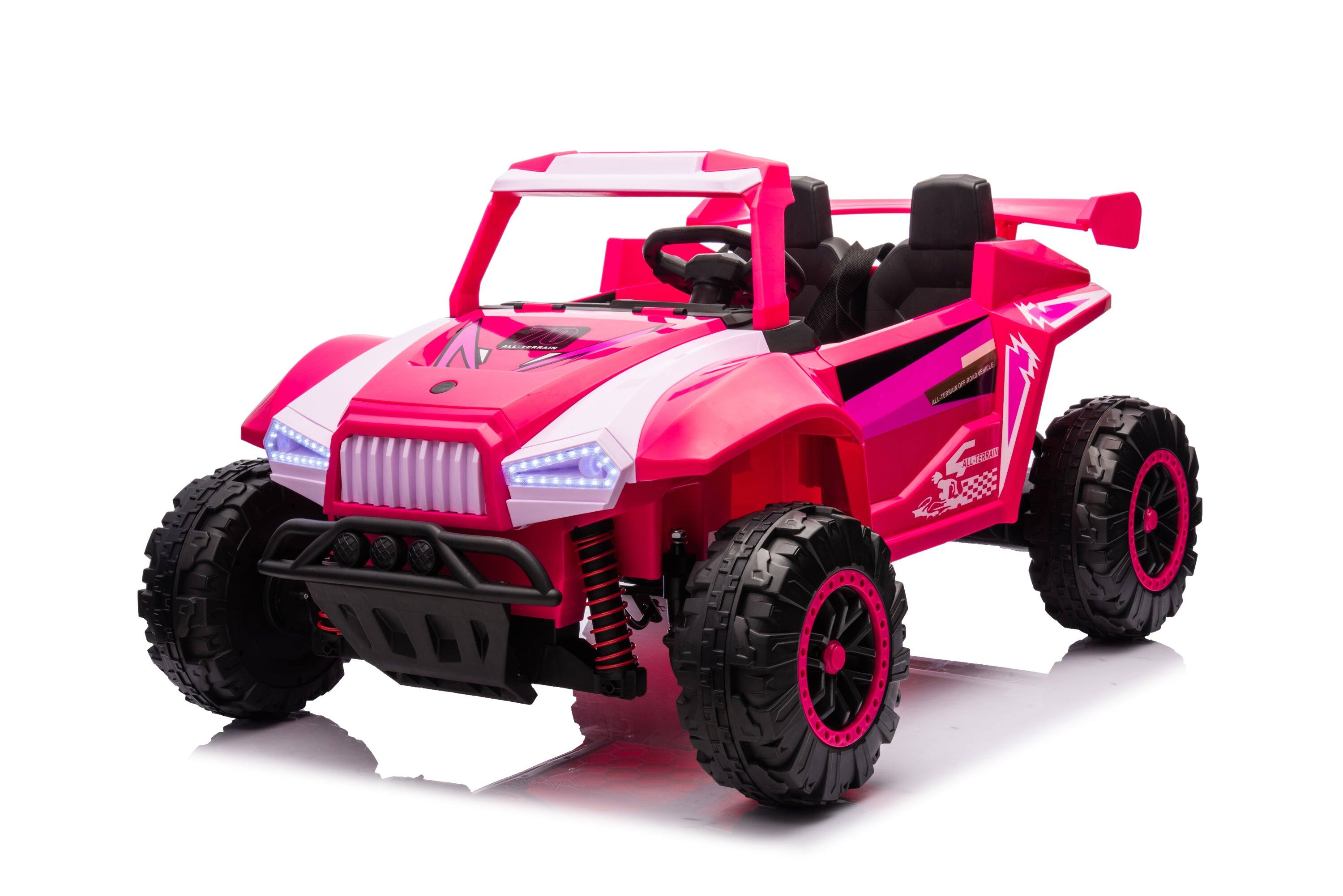 Left. BreeBe - 24V 2 Seater Ride on Car for Kids, 4x4 Off-Road UTV Toy w/ 4x200W Powerful Motors Ride On Car - Pink.