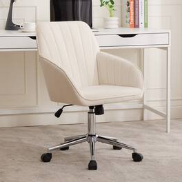 HTUTWOO - Office Chair- Ergonomic,Adjustable, Gold Base, Wide Backrest,for Office, Bedroom, Ideal for Professionals, Students - Beige