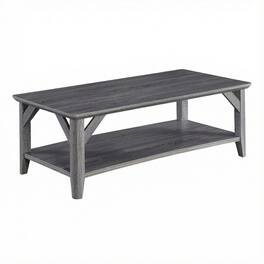 FurniFact - Gray Coffee Table with Shelf and Sturdy Frame for Living Room Storage Surface - Weathered Gray