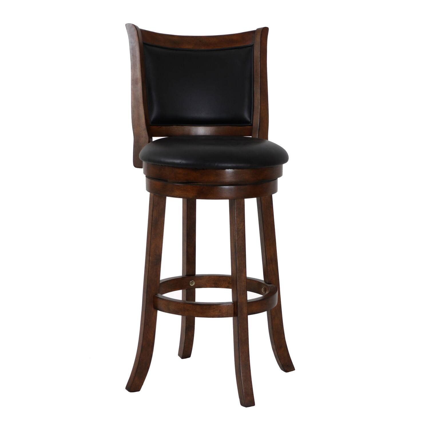 Front. Manhattan Lane - Curved Swivel Barstool with Leatherette Padded Seating - Brown and Black.