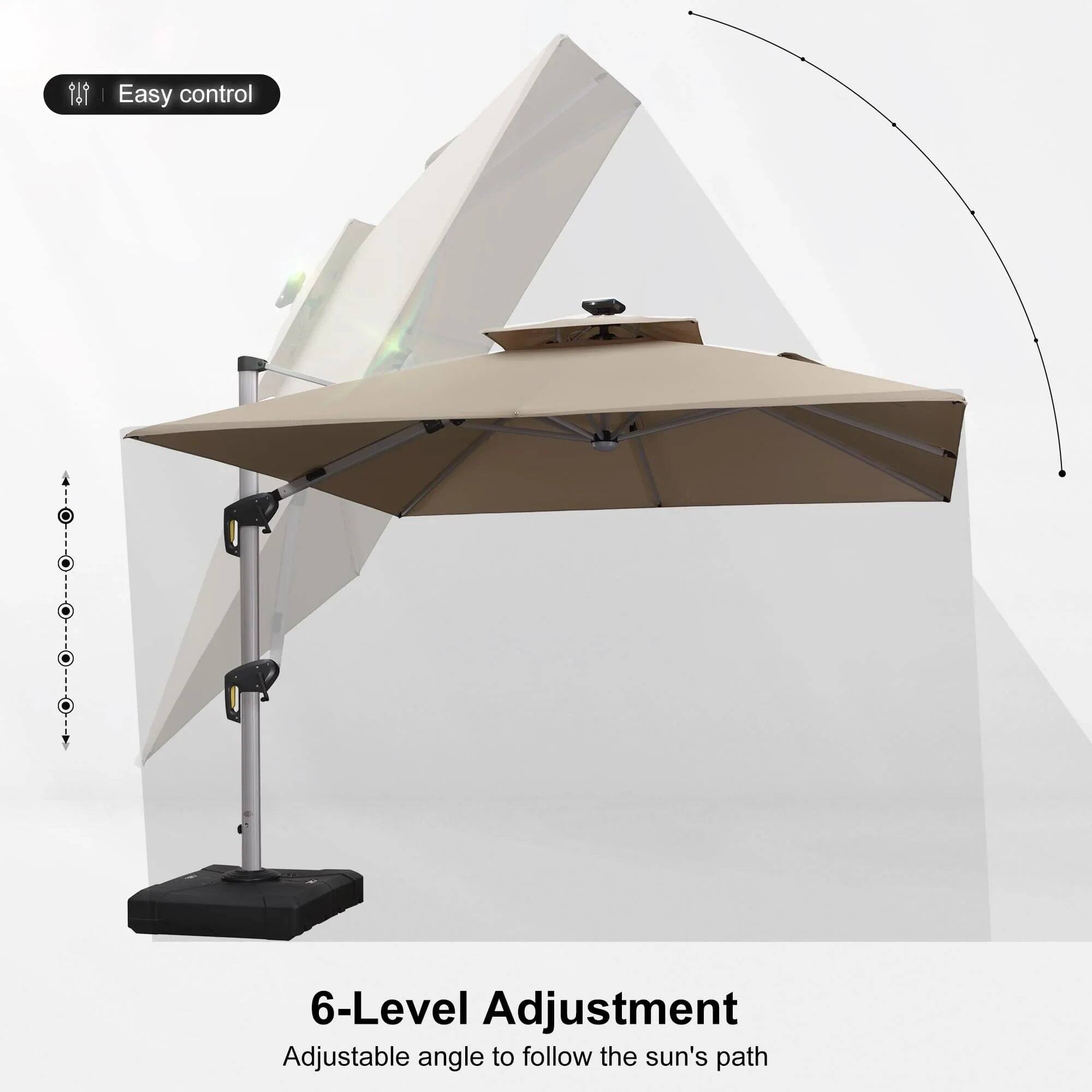 Easy control

6-Level Adjustment  
Adjustable angle to follow the sun's path