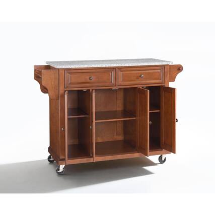 Front. Crosley Furniture - Full Size Granite Top Kitchen Cart - Cherry.