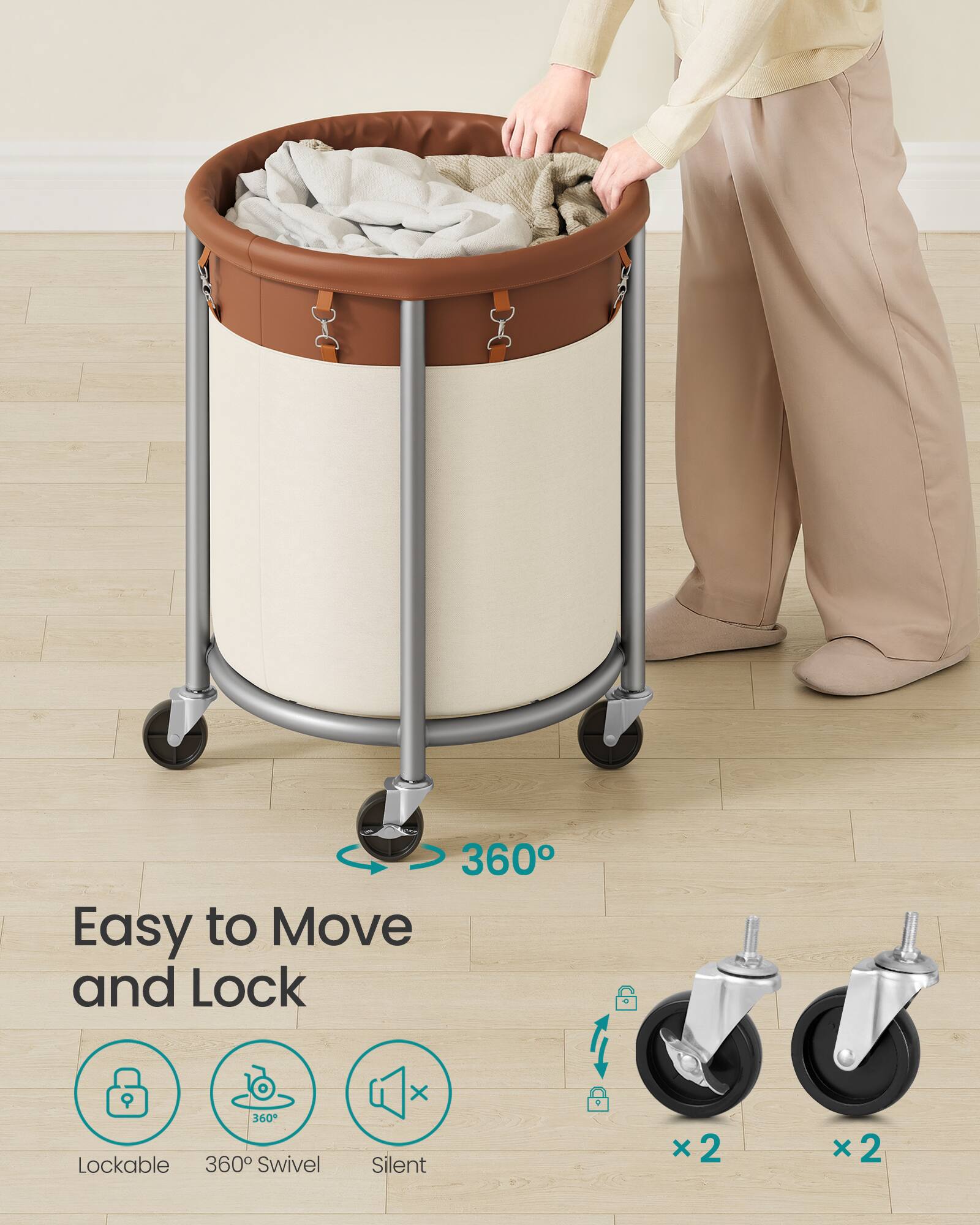 360° Easy to Move and Lock  
360° Lockable 360° Swivel  
Silent  
x2  
x2