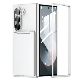 Dteck - Matte Case for Samsung Galaxy Z Fold5,Foldable Card Holder Kickstand,Shockproof Slim Hard Back Cover - White