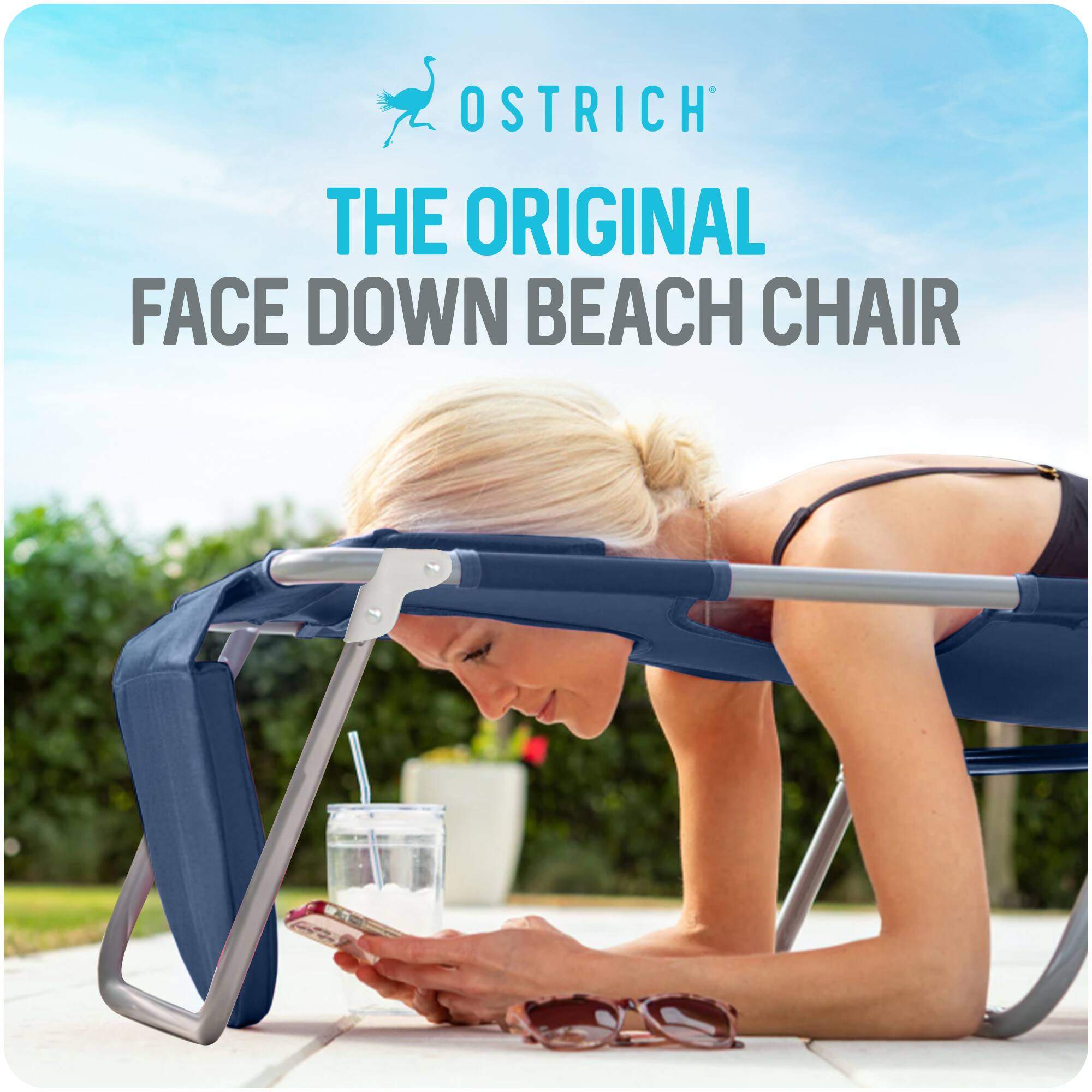 OSTRICH  
THE ORIGINAL  
FACE DOWN BEACH CHAIR