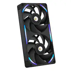 Front. NZXT - NZXT-F240X Performance Fan - 240mm Single-Frame Case Fan w/ 2 x 120mm PWM RGB Computer Case Fans with LCP Frame & Blades - Black.