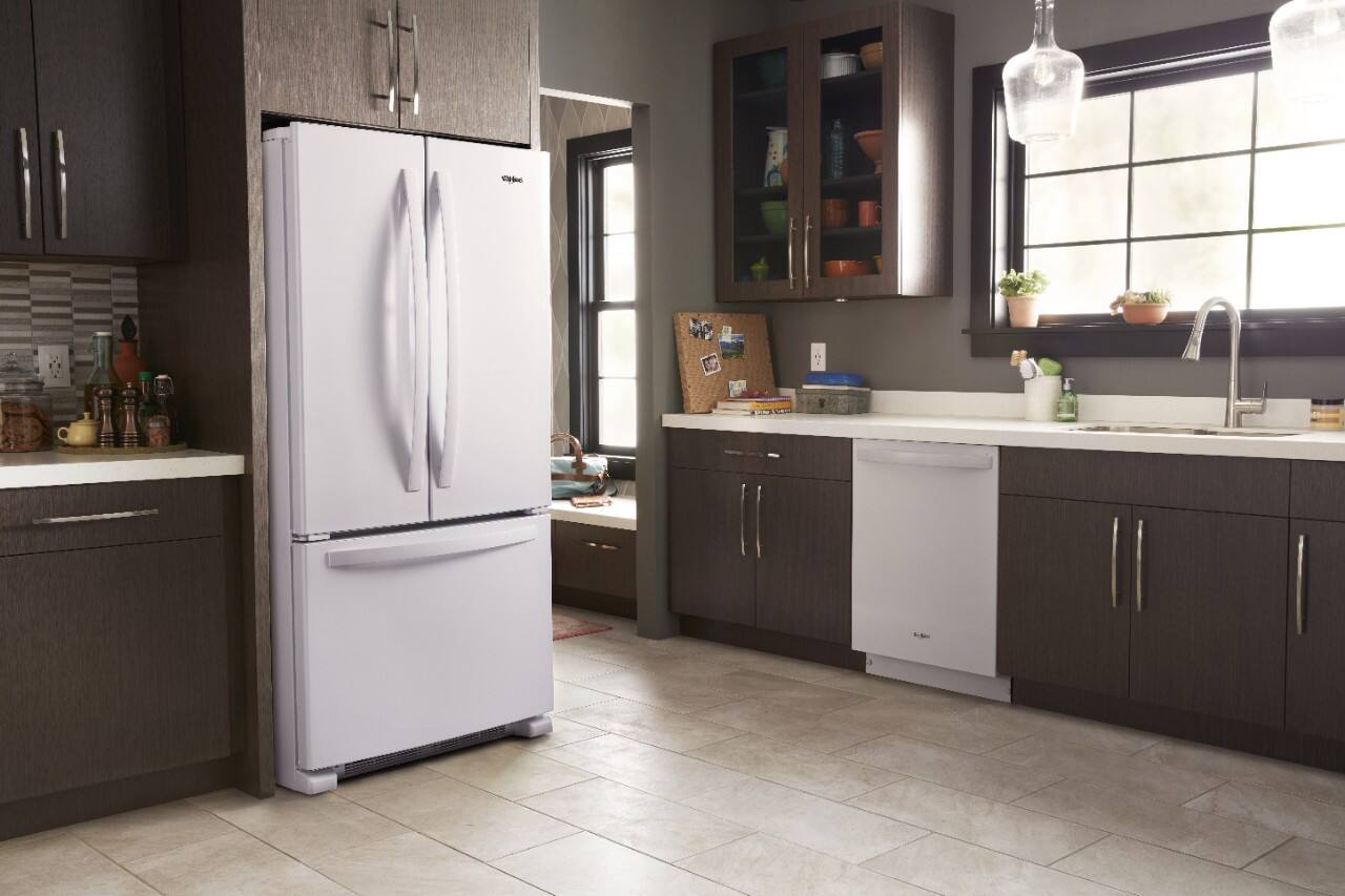 Alt View 12. Whirlpool - 22 cu. ft. French Door Refrigerator with Humidity-Controlled Crispers - White.
