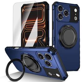 Dteck - Heavy Duty Ring Stand Case for Apple iPhone 17 Pro Max,Shockproof Rugged PC TPU Phone Cover + Tempered Glass Flim - Royalblue
