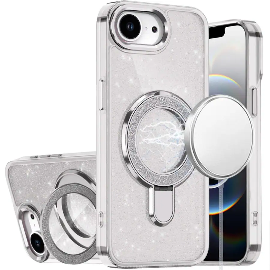 Translusan Kitcheniva Full Glitter Translucent Phone Case With Stand And Tempered ...