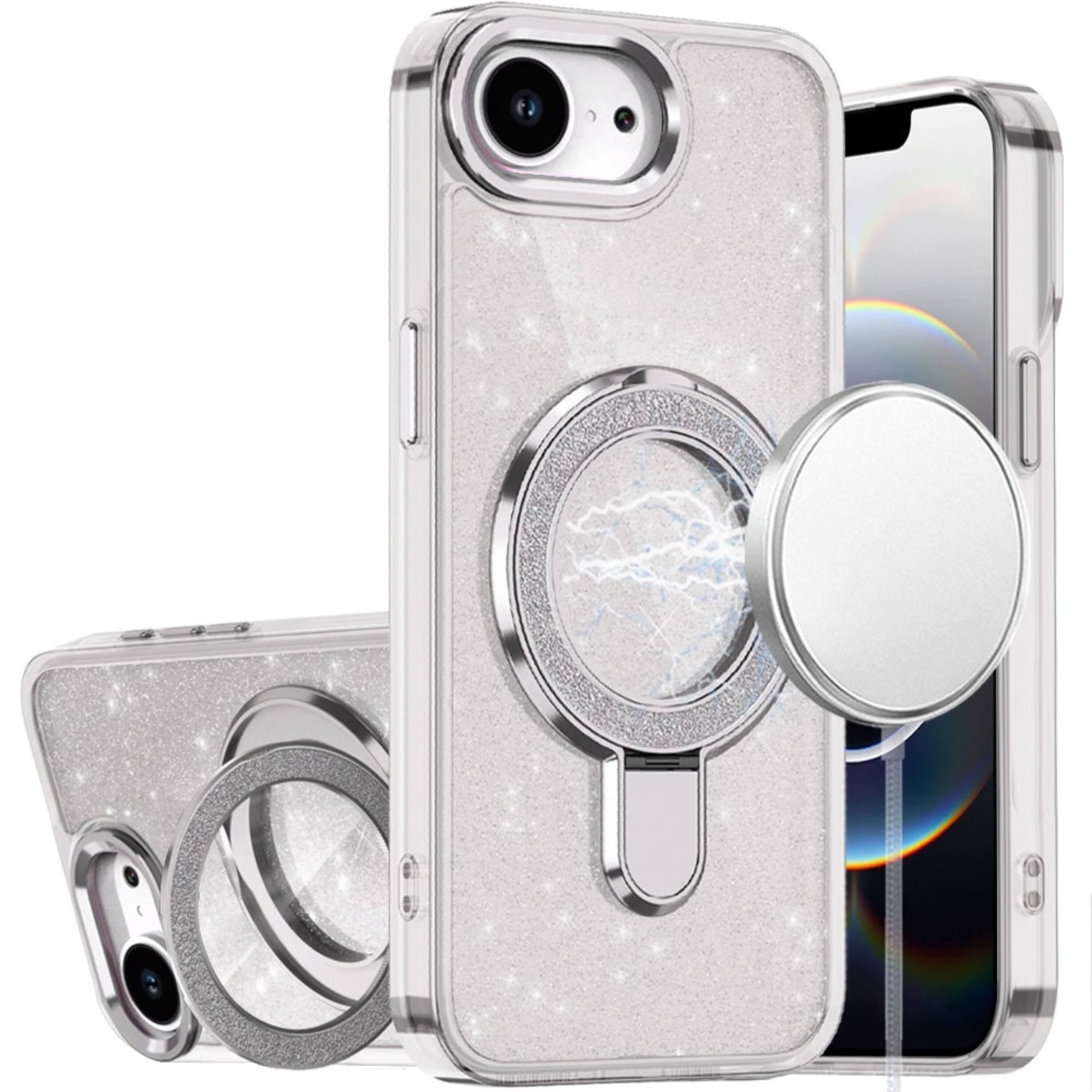 Kitcheniva Full Glitter Translucent Phone Case With Stand And Tempered ...