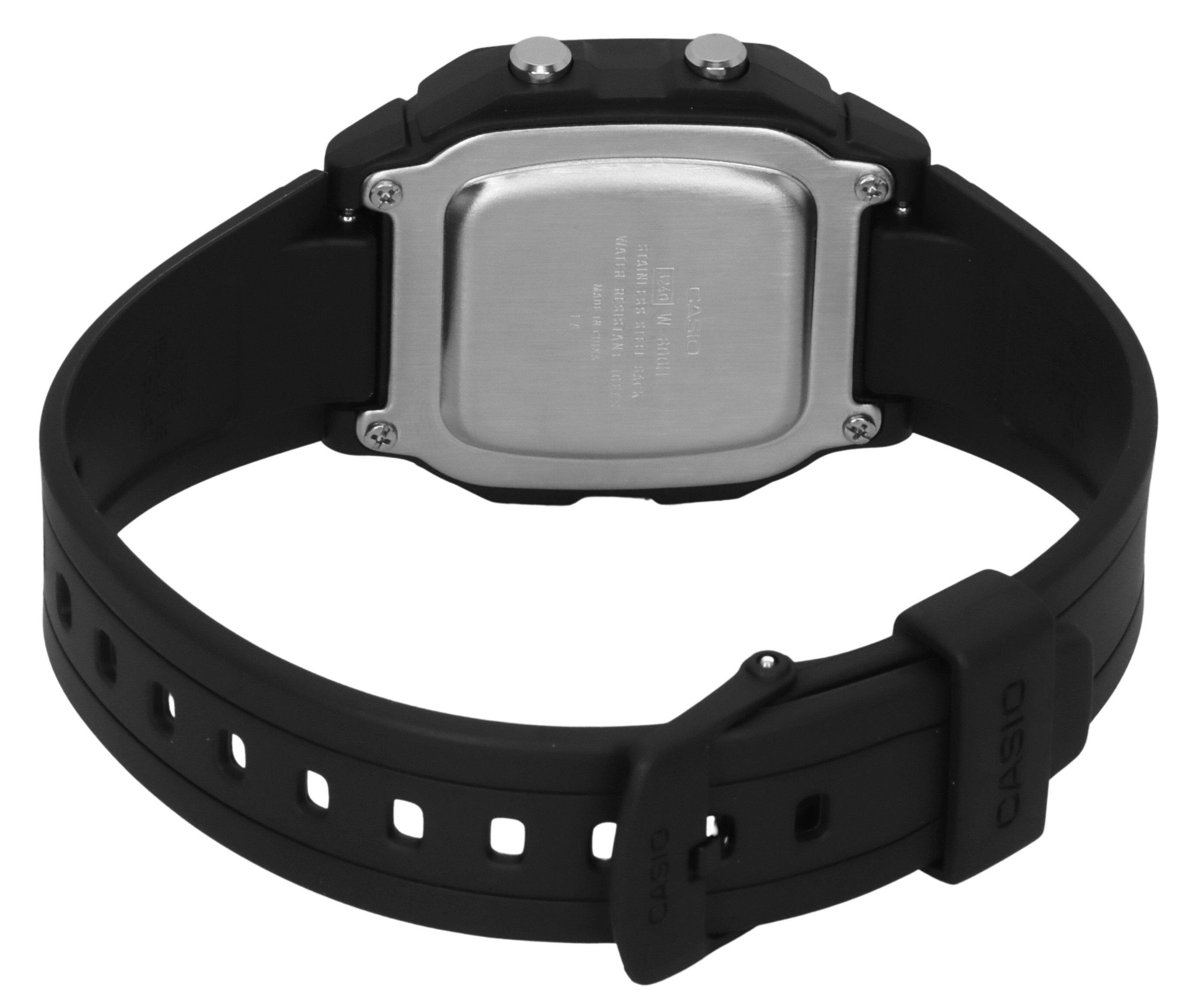Casio Digital Dual Time Resin Strap Quartz W 800H 1BV 100M Men's