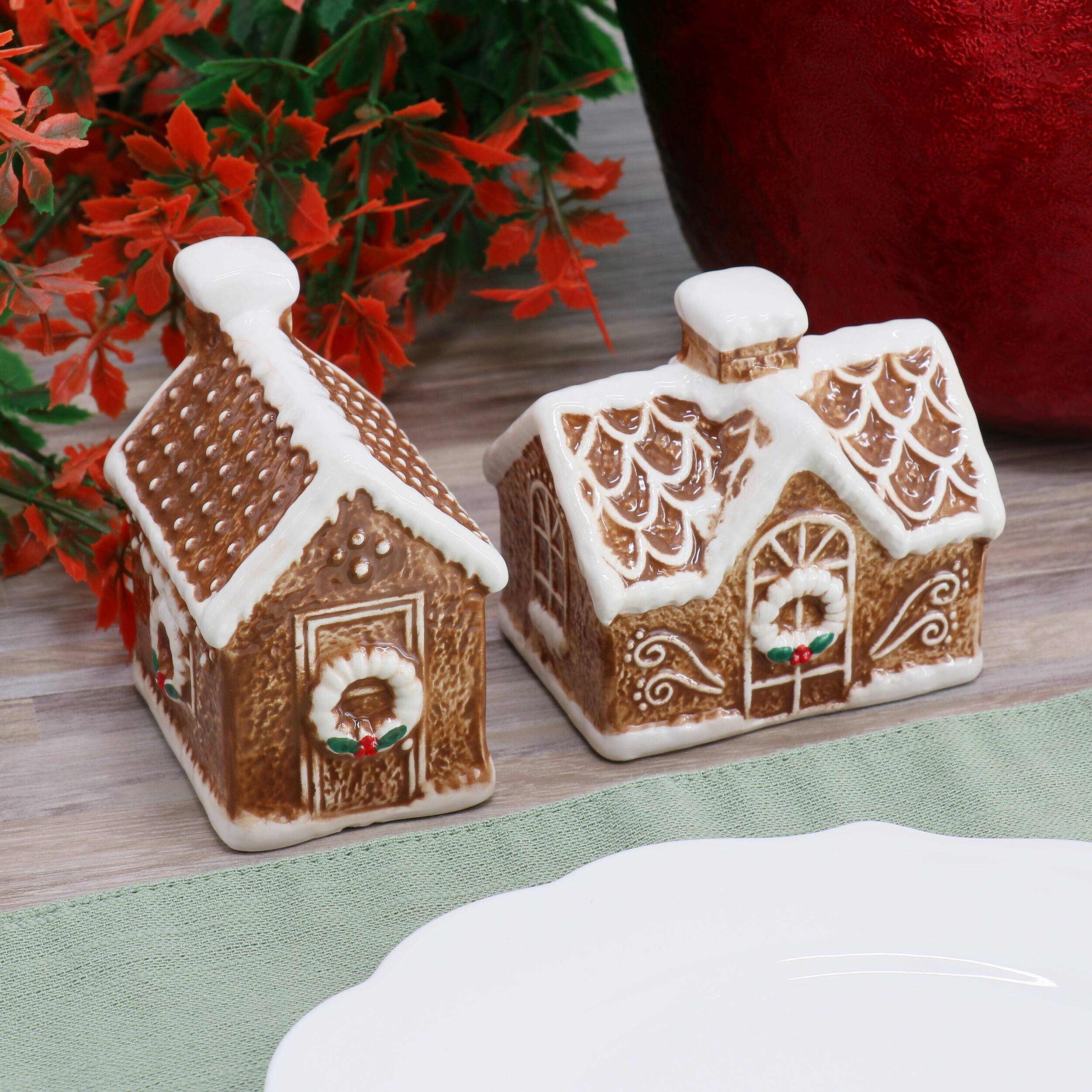 Alt View 5. Martha Stewart - Martha Stewart Ceramic Gingerbread House Salt and Pepper Shaker Set in Brown - Brown.