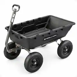 Gorilla Carts - Heavy Duty Poly Yard Dump Cart Garden Wagon with 16 Inch Tires - Black