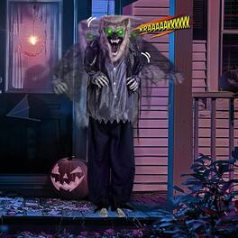Winado - 7FT Halloween Scary Standing Werewolf with Wolf Noises, Lighted Eyes Prop for Indoor Outdoor Garden Holiday Decorations - Gray & Brown