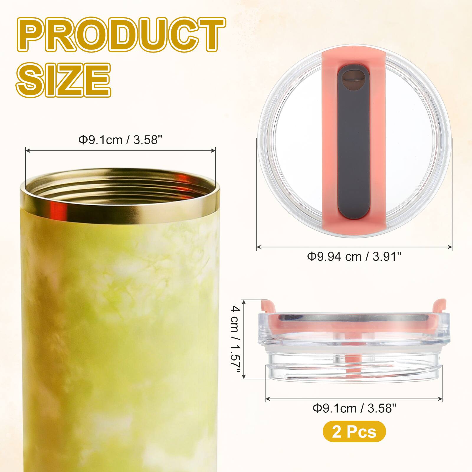 PRODUCT SIZE

9.1cm / 3.58"  
9.94 cm / 3.91"  
4 cm / 1.57"  

2 Pcs