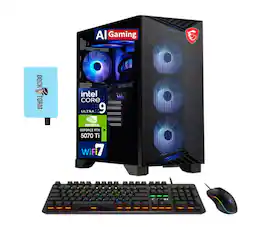 MSI - Aegis AI Gaming Desktop PC (Ultra 9-285, 64GB RAM, 2TB SSD, GeForce RTX 5070 Ti, Win 11 Pro) w/DKZ Hub - Black
