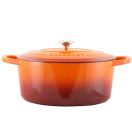 Crockpot - Crock Pot Artisan 7 Quart Enameled Cast Iron Oval Dutch Oven in Sunset - Orange