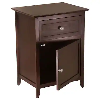 Front. Hivvago - Hivvago 1-Drawer Bedroom Nightstand End Table Cabinet - Brown.