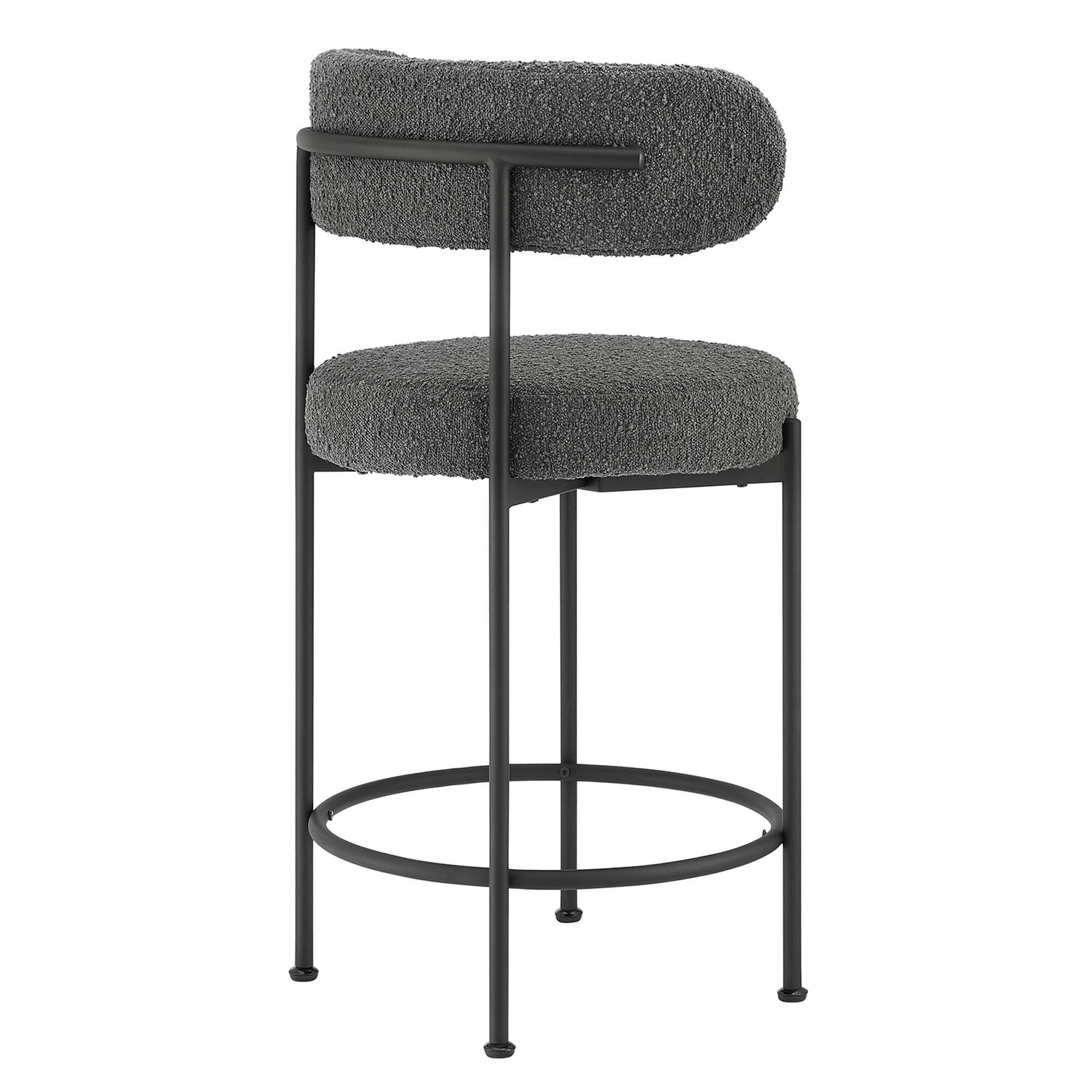 Alt View 5. Modway - Albie Boucle Fabric Counter Stools Set of 2 by Modway - Charcoal Black.
