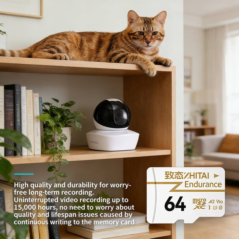 High quality and durability for worry-free long-term recording.  
Uninterrupted video recording up to 15,000 hours, no need to worry about quality and lifespan issues caused by continuous writing to the memory card.  

ZHITAI Endurance 64 Wicto A2 Vio IUG I