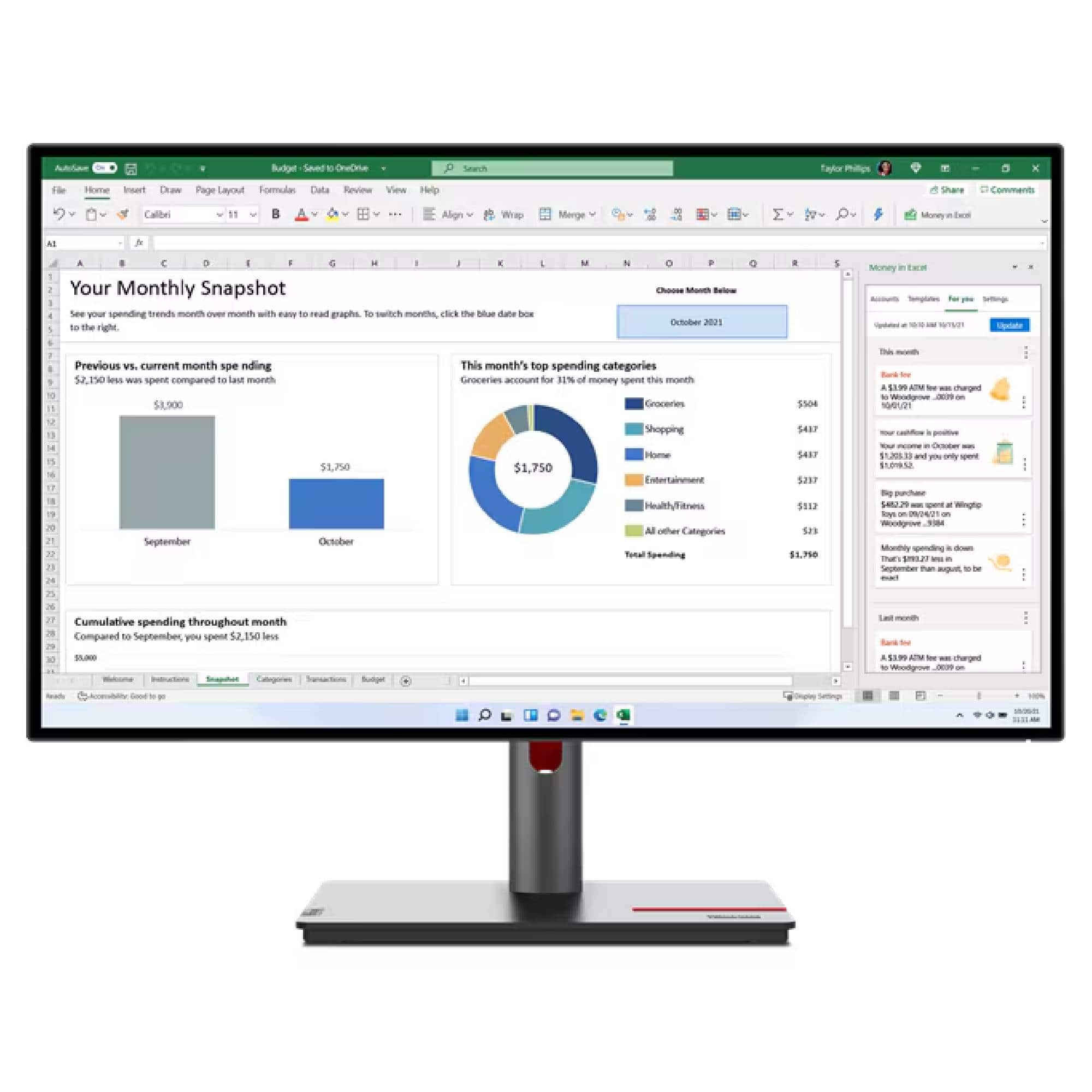 Lenovo - ThinkVision P27h-30 27" Monitor 2560x1440 IPS 60Hz 4ms - Raven Black