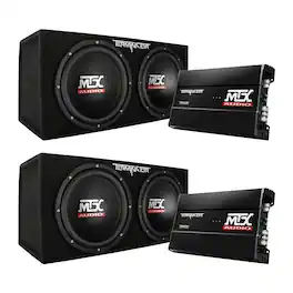 MTX - 12" 1200W Dual Loaded Car Subwoofer Audio w/ Sub Box + Amplifier (2 Pack) - Black