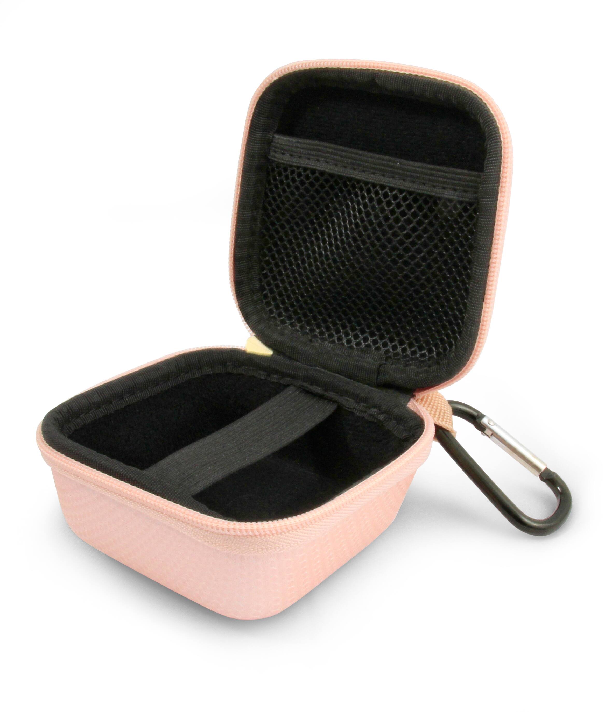Left. CASEMATIX - Travel Case Fits Beats Powerbeats Pro Wireless Earbuds w/ Carabiner - Rose Gold EVA Earphones Carry Case Only - Rose Gold.