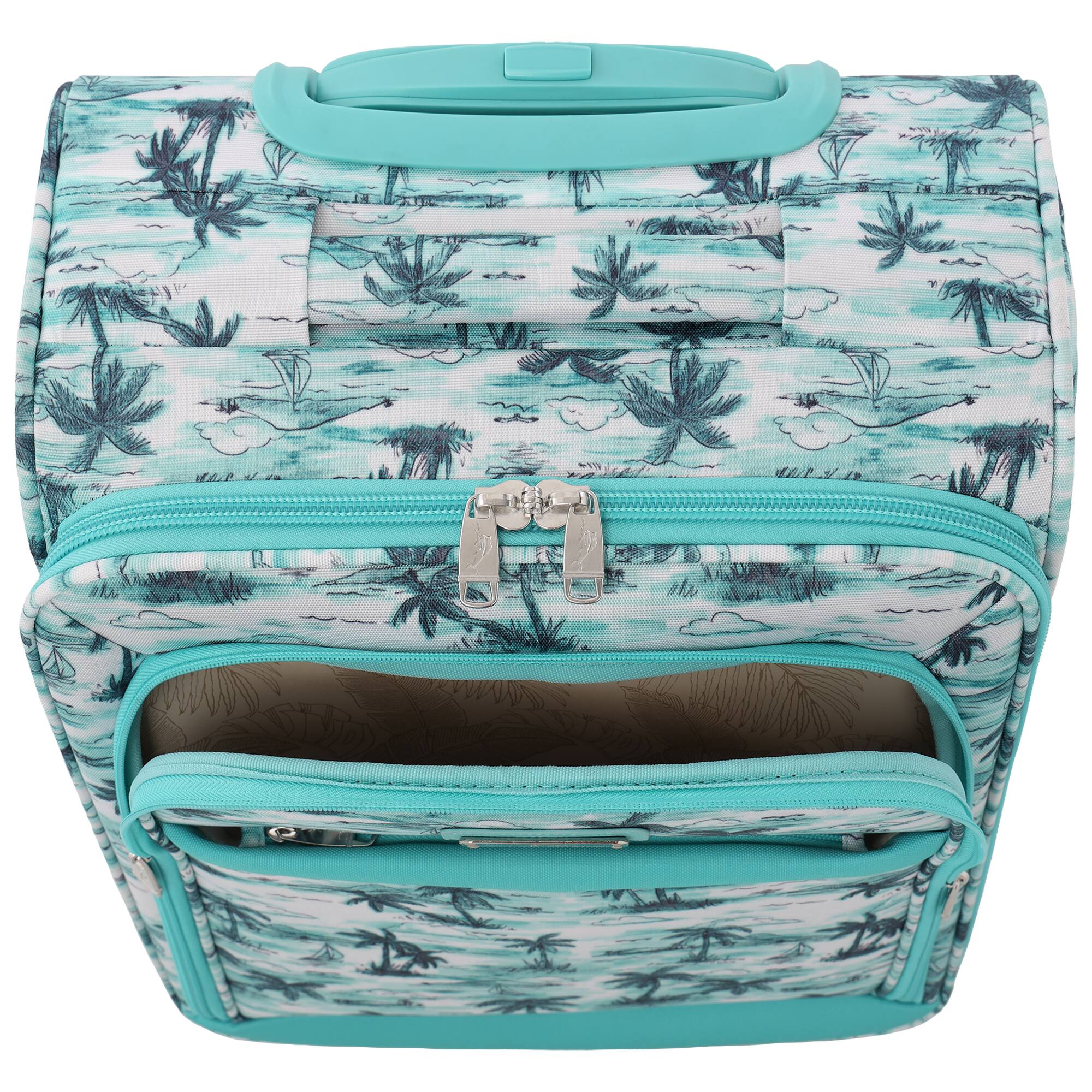 Alt View 7. Tommy Bahama - Palm Print 26" Expandable Softside Spinner - Aqua.
