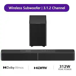 Ultimea - Poseidon M70 3.1.2ch Wireless Subwoofer Sound Bar with Dolby Atmos, 312W, HDMI eARC, Bluetooth 6.0 - Black