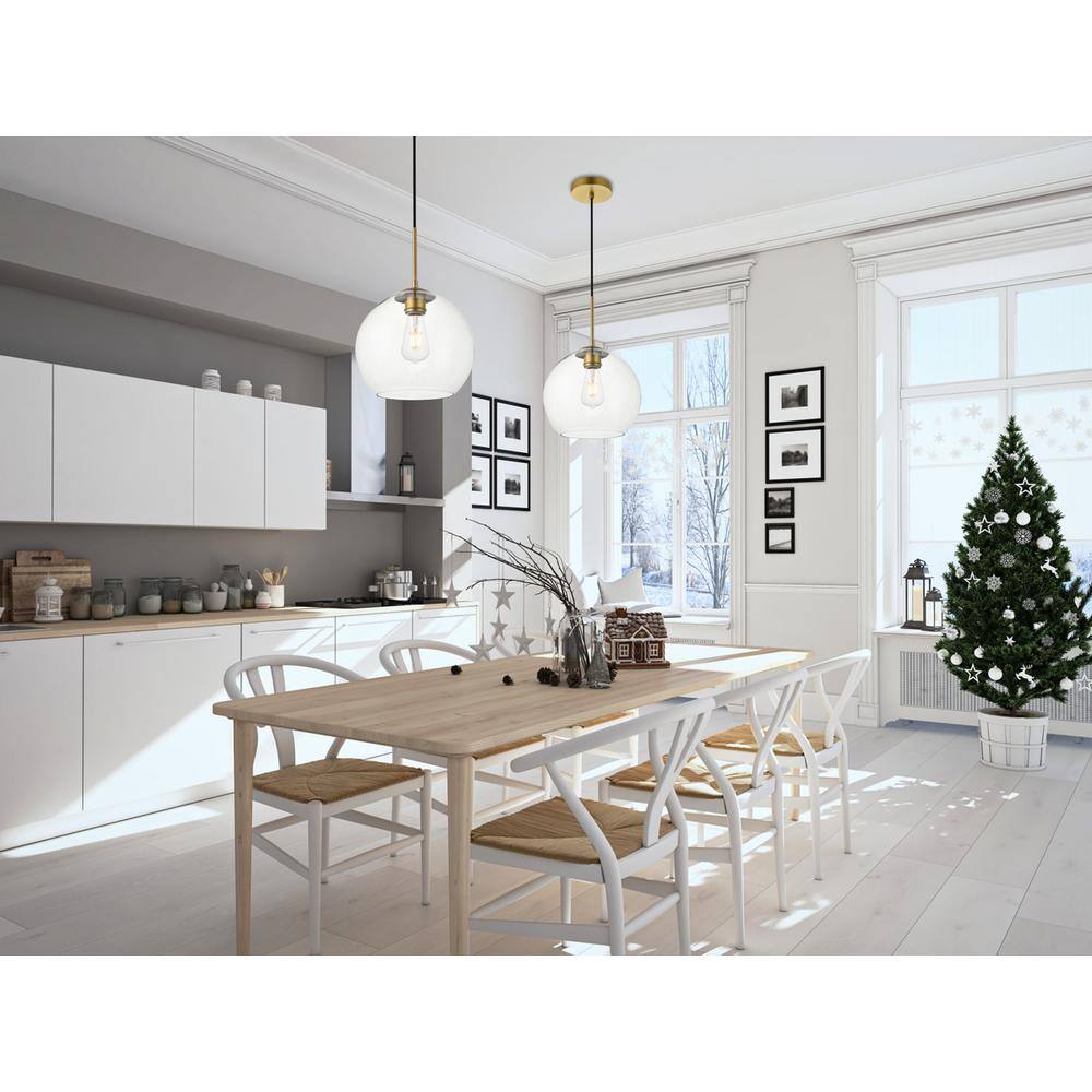 Angle. Living District - Baxter 1 Light Brass Pendant With Clear Glass - Brass And Clear.
