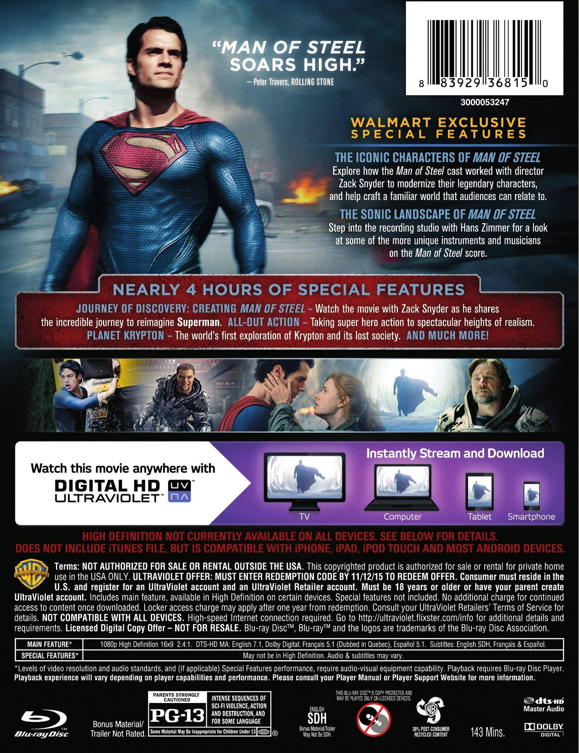 Back. Man of Steel (Blu-ray Steelbook + DVD) [Blu-ray].
