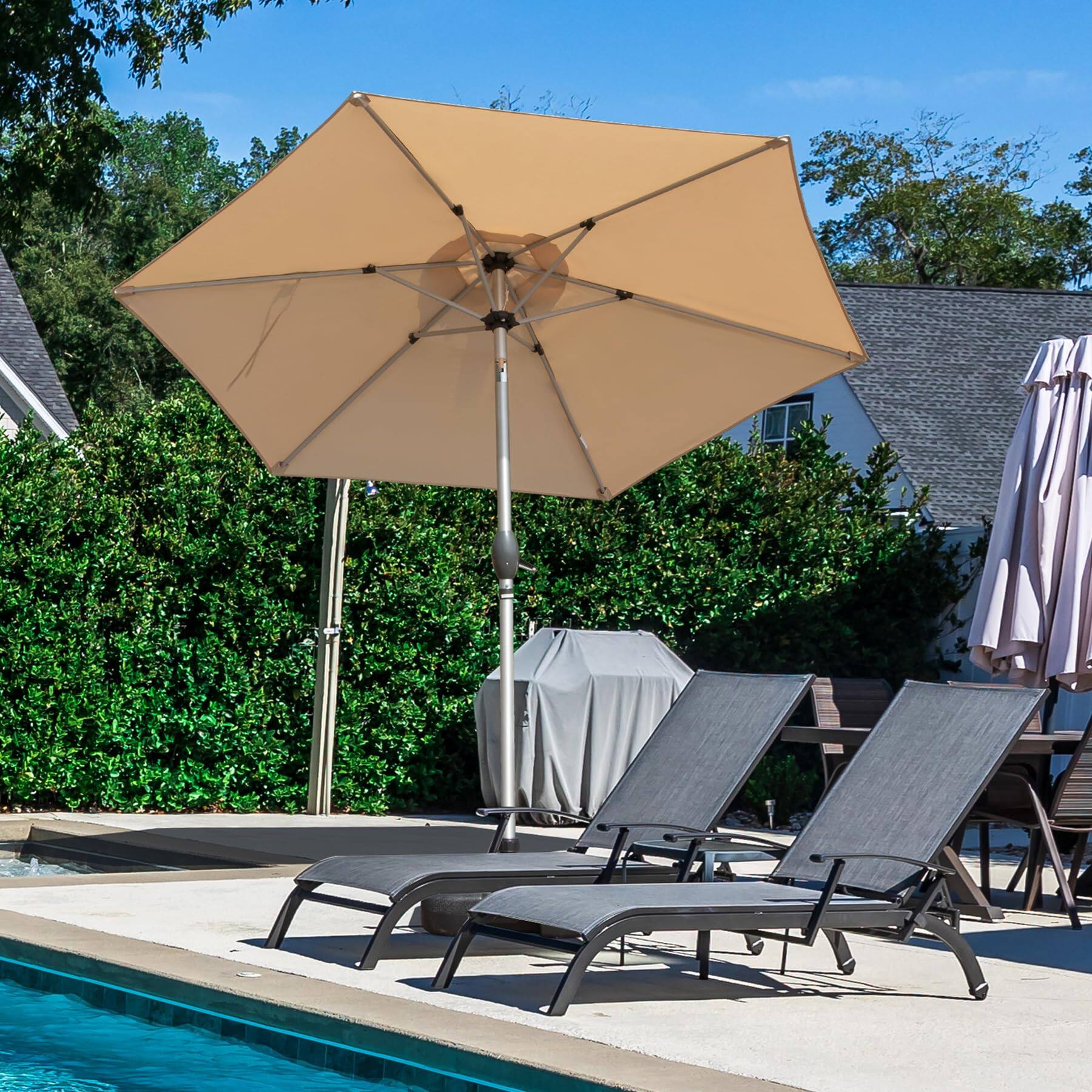Alt View 1. Boyel Living - Outdoor Patio Umbrella Aluminum Pole 8 Ribs UV Protection Waterproof with Tilt and Crank - Beige.
