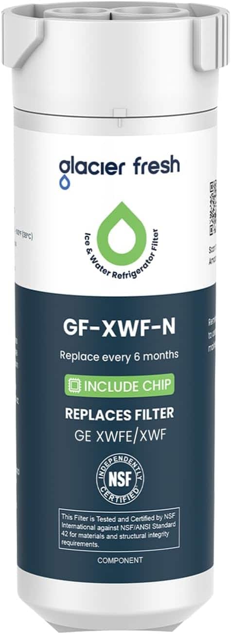 GLACIER FRESH - XWFE Water Filter(with chip), Replacement for GE XWFE, XWF Refrigerator Water Filter, NSF/ANSI 42, 1 Pack