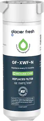 GLACIER FRESH - XWFE Water Filter(with chip), Replacement for GE XWFE, XWF Refrigerator Water Filter, NSF/ANSI 42, 1 Pack